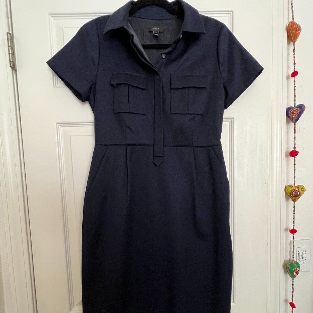 Knee-Length J.Crew Navy Collar Dress